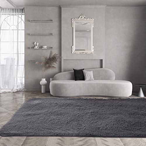 Asvin Fluffy Luxury Large Area Rug, Non-Skid Fleece Carpets For Bedroom,Living/Kids Room ,Home Décor, Soft Plush Furry, Floor Rug (5X7 Feet, Grey),Washable #TOP1