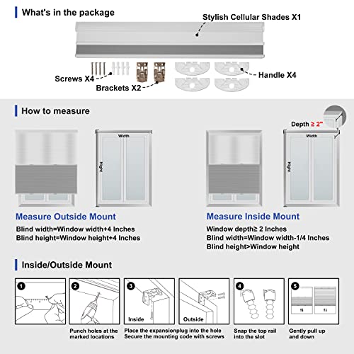 Day Night Cellular Shades Cordless Boolegon Blackout/Light Filtering 2 Shades In 1 Honeycomb Blinds Top Down Bottom Up Custom Cut To Size Cellular Blinds For Windows, Custom Size, Dark Blue #TOP5