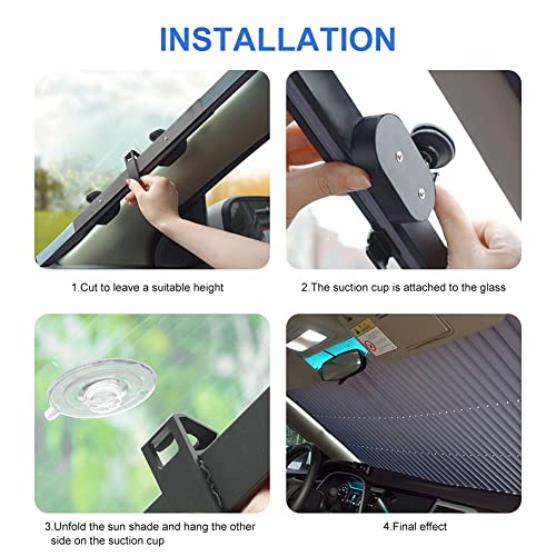 Retractable Windshield Sun Shade For Car, Large Sun Visor Protector Blocks 99% Uv Rays To Keep Your Vehicle Cool, Auto Sunshade Fits Front Rear Window With Double Suction Cups (46Cm/18.1In) #TOP5