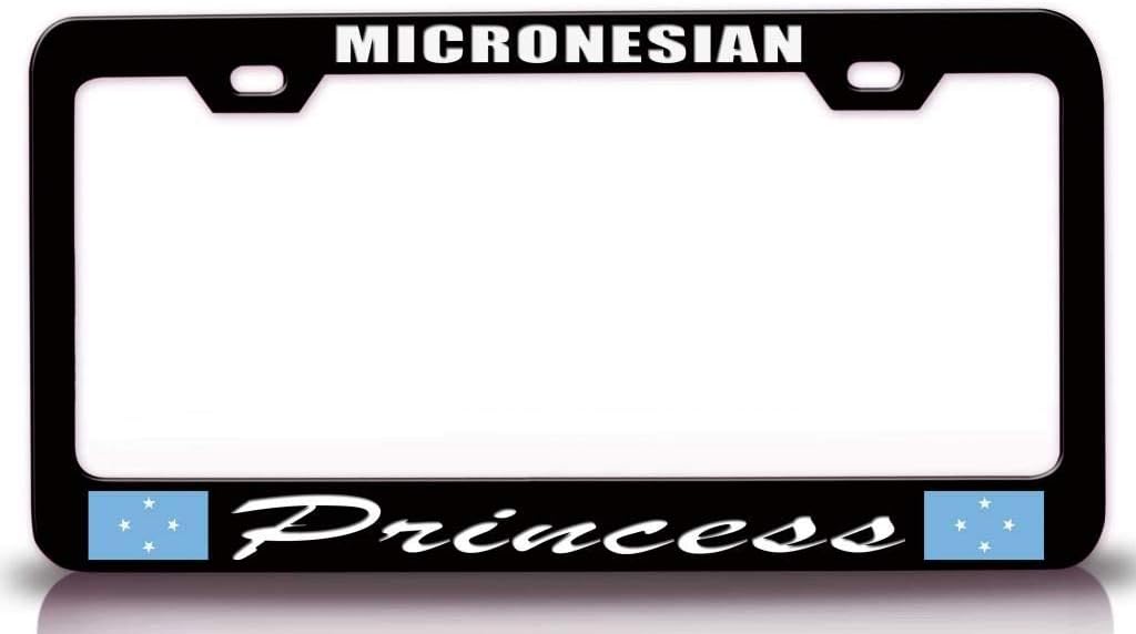 Micronesian Princess Country Flag Metal Car SUV Truck License Plate Frame Bl y29