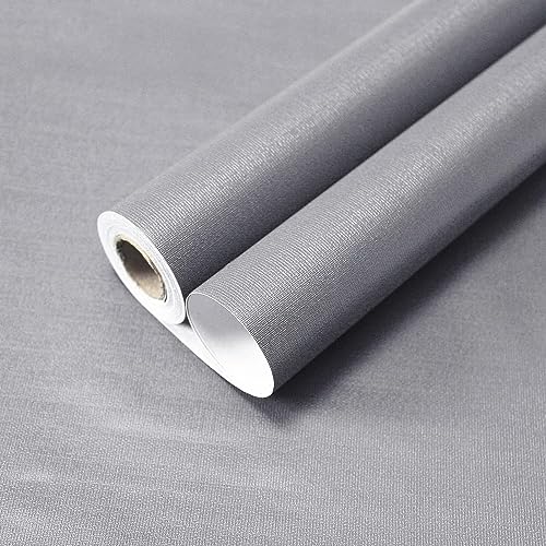 Image of ELTON Textured Solid Color Plain Wallpaper Self Adhesive Waterproof Embossed Wallpaper for Wall Livingroom Bedroom Furniture Table top, Kitcken Almirah & Doors (Light Grey, 45 x 300 Cms)