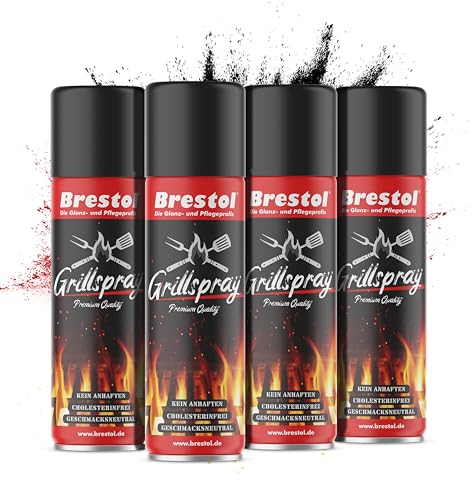BRESTOL® Trennspray Grill 4x 200 ml - Grillspray mit Antihaftbeschichtung, Trennfett, Vegan, Antihaftspray für BBQ, Pfanne, Ofen & Backformen – geschmacksneutral & ideal für fettfreies Braten & Backen