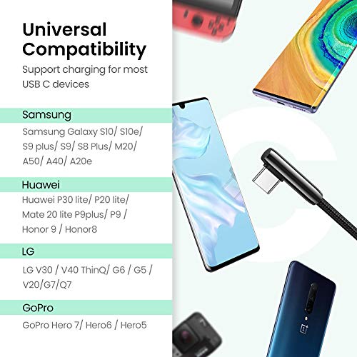 Image of UGREEN 3A 0.5m Zinc Alloy Nylon Braided USB A to Type C Fast Charging Anti-Disconnect Compatible with Galaxy S10 S10e S9 Plus Note 9 8, LG G8 G7 V40 V20 V30, Moto Z Z3, etc