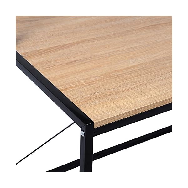 eSituro PC Laptop Study Table Workstation Gaming Desk for Home and Office - White Metal Legs- Light Oak Wood Grain Table Top - Simple Design with 4 Shelves for Books and Files SCD2 - Image 4