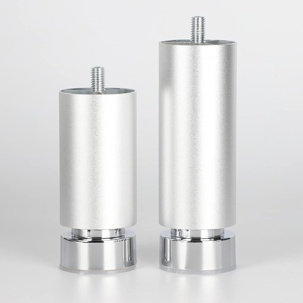 Nogi meblowe ze stopu aluminium, regulowane nóżki, metalowe podstawki do stołu, podpórki do sofy i biurka, szafek, matowe srebro, 4 sztuki (6 cm)