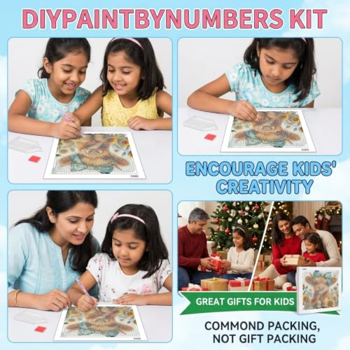 Image of PATPAT Diamond Painting Kit for Kids 5D Animal Art Craft with Frame