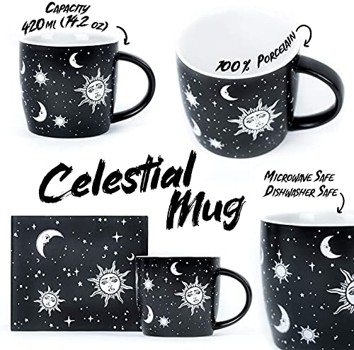 Rogue + Wolf Coffee Mug (Celestial) Halloween Decor Spooky Gifts Ghost Cool Mugs For Women & Men Witch Goth Accessories Hocus Pocus Gothic Witchy Witchcraft Supplies Tea Creepy Cup - 14.2Oz / 420Ml #TOP2