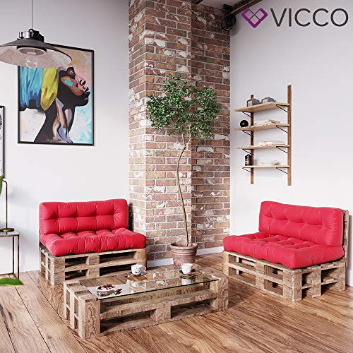 Palettenkissen Palettensofa Palettenpolster Kissen Polster Lehne Sitz+Rückenkissen Rot - 4