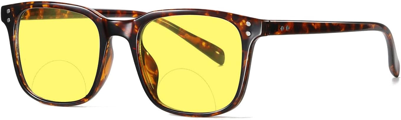 laureles Yellow Lens Square Reader Men Eyewear Fashion Vintage Night Vision Bifocal Reading Glasses Women
