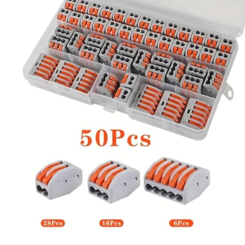 Conector de cableado de palanca profesional: kit de empalmes de 2, 3 y 5 puertos con 55 piezas 3