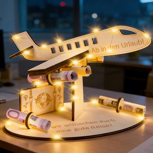 Geldgeschenk Reise und Geburtstag Reisekasse Geschenk Holz Flugzeug Geldgeschenk Reise Reisekasse Geschenke für Frauen und Männer