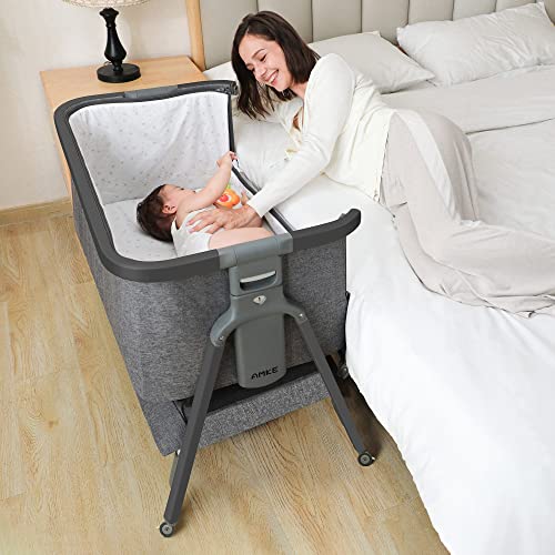 Image of AMKE Baby Bassinets,Bedside Sleeper for Baby,35s Quick Assemble Baby Crib with Storage Basket,Portable Bassinets for Safe Co-Sleeping, Adjustable Baby Bed for Infant Newborn