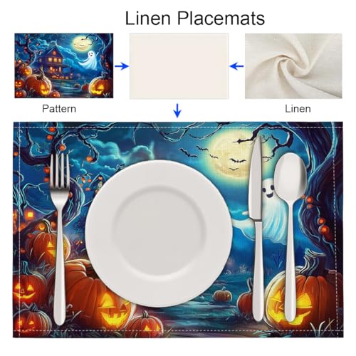Sets de table Halloween 30 x 45 cm lavables motif citrouille pour table cuisine - 7