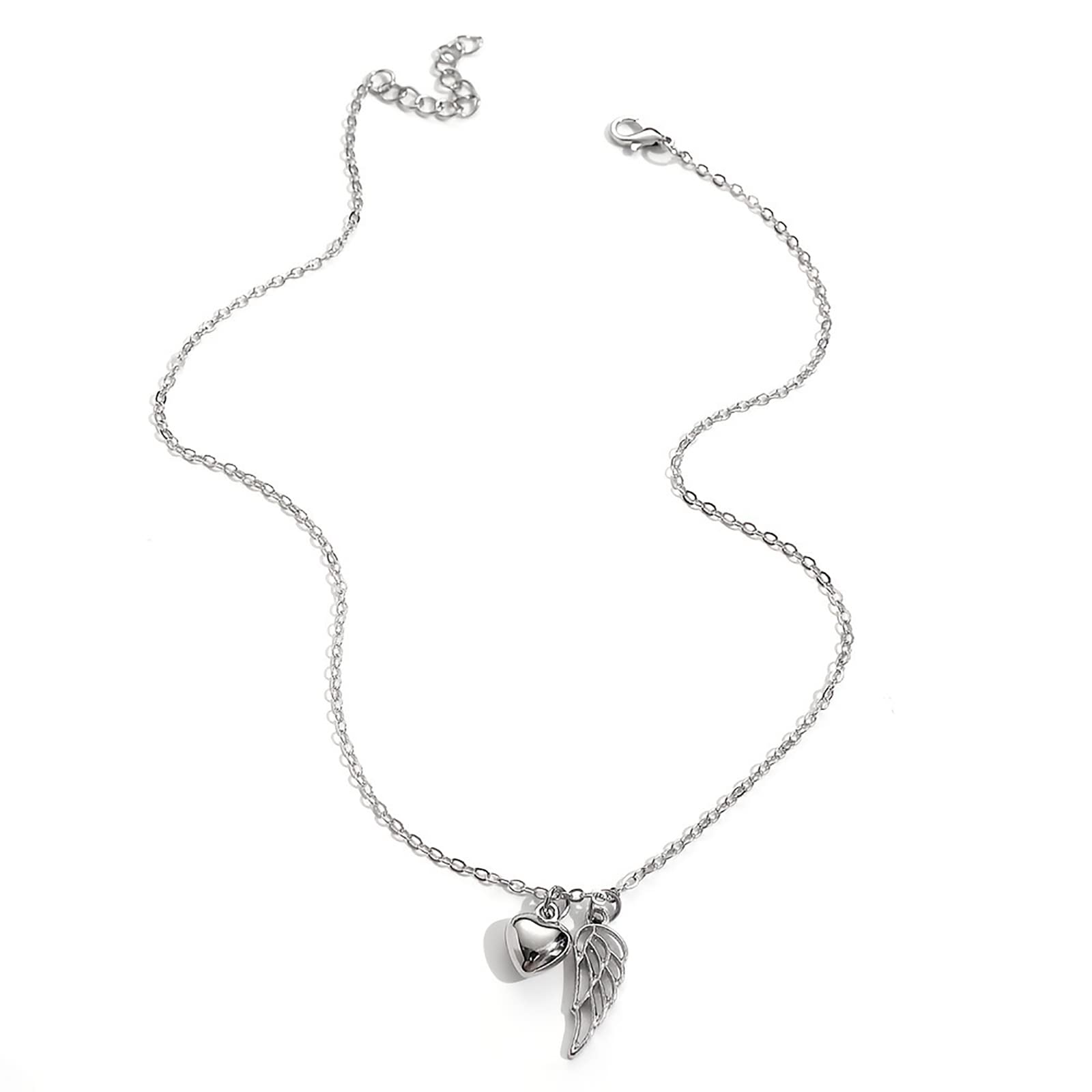 Acquista Collana con ciondolo a forma di cuore con ali d'angelo rosa, orecchini con frange, gioielli da donna in Italia a partire da 1.3