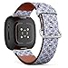 CJBROES Replacement Leather Watch Band, Compatible with Fitbit Versa 3 and Fitbit Sense of Wristband Bracelet Accessory - Decorative Ornament