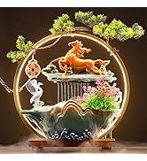 HSINYA Crane Tabletop Water Fountains Indoor Waterfall with LED Light Desktop Fountain for Medita...