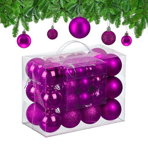 Relaxdays Weihnachtskugeln im 50er Set, Kunststoff, glitzernde, Matte,...