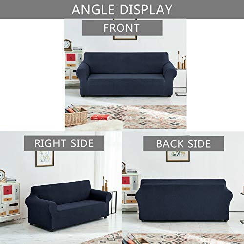 Housse de canapé extensible durable et élastique bleu marine - 6