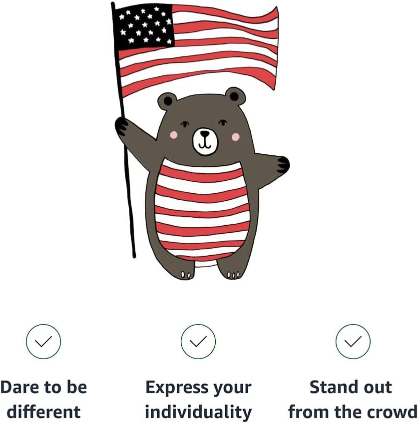 Funny Bear Toddler Baseball T-Shirt - American Flag 3/4 Sleeve T-Shirt - Cute Kids' Baseball Tee