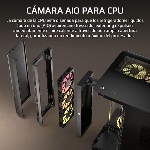 Miniatura 5 de CORSAIR Air 5400 RS-R ARGB Caja para PC semitorre panorámica de Triple cámara – 3 Ventiladores RS120-R ARGB Reverse-Rotor preinstalados – conductos de Alto Flujo y bajo Ruido – Negro