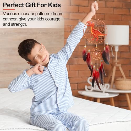 MHJY Dream Catcher for Kids Cute Dreamcatchers with Dinosaur Purely Large Handmade Bedroom Accessories Party Decorations for Girls Boys Wall Hanging - Image 2