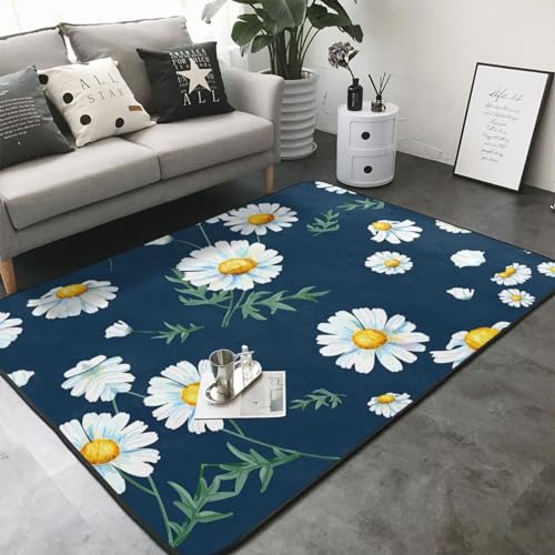 Tapis imprimé marguerite grand teint et finitions luxe