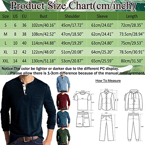 Xxbr Mens Henley Shirts Long Sleeve, Summer Fall Front Placket Button Neck Undershirt Casual Basic T-Shirts With Pocket Argyle Geometric Herringbone Moire Usa Letter Print On Back Regular-Fit Paisley #TOP2