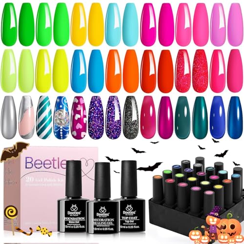 Image of beetles Gel Polish Set, 20 Colors Gel Nail Polish with 3Pcs Base Gel