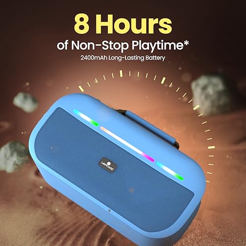 Image of LAPCARE Roxx 30W Portable Bluetooth Party Speaker with RGB Lights, TWS Stereo Pairing, 8H Playtime, 75mm Dynamic Drivers, BT 5.3v, USB /TF /FM, Extra Bass, Built-in MIC - Blue