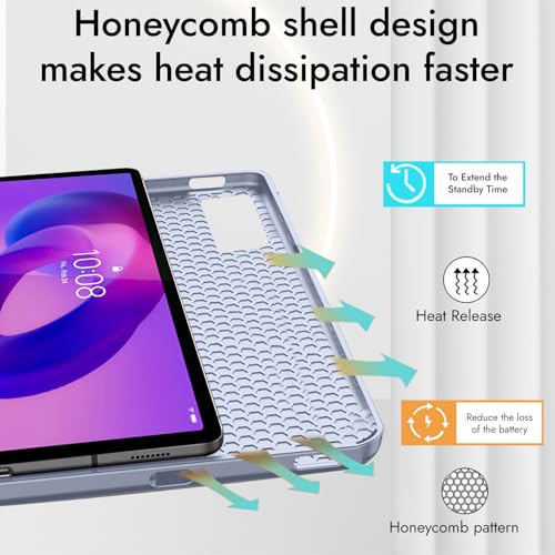 Image of Robustrion Cover for Lenovo Idea Tab Plus 12.1 inch Cover Case with [Pencil Holder], Trifold Cover Case for Lenovo Idea Tab Plus Tablet Cover [Auto Sleep Wake Support] - Lavender