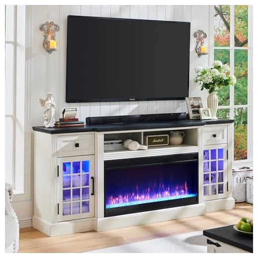 Farmhouse TV Stand with Electric Fireplace