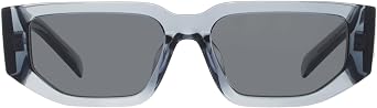 Prada Dark Grey Rectangular Mens Sunglasses PR 09ZSF 17T08Z 55