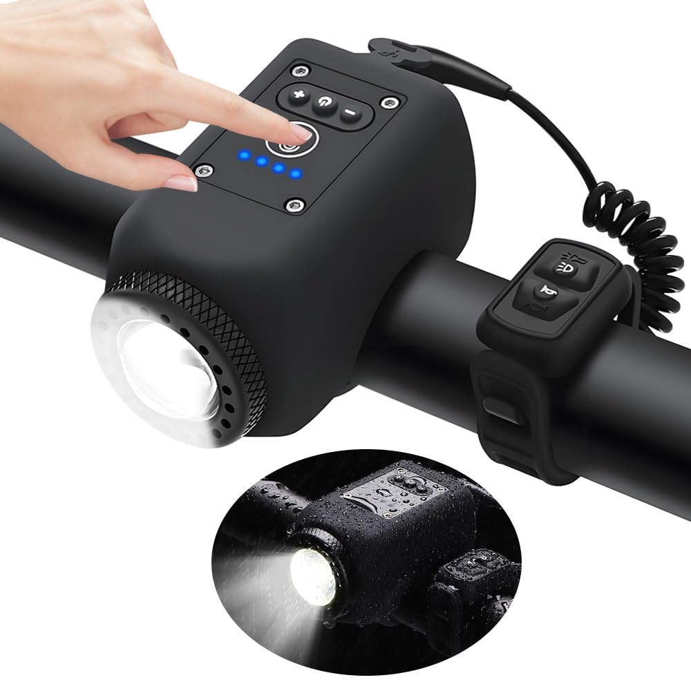 SKJJM Mountain Bike Electronic Horn Bell, USB Rechargeable Electronic Horn with Light, IPX 5 Waterproof, Lightweight 110DB MTB Mini E-Bell, Bike Bell For Adult Riding Equipment MTB Road Bike, E-bike