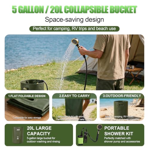 Ducha portátil para camping, bomba recargable de larga duración miniatura 5