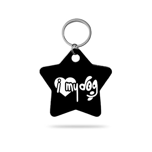 MACOS Engraved Personalised Star Pet Tag for Dogs and Cats [Black]