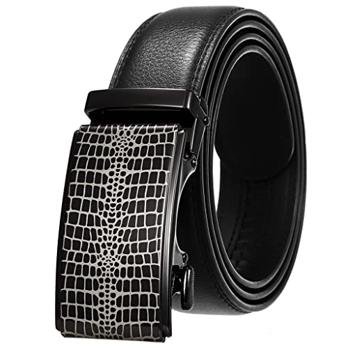 Belt Automatic Buckle Business Genuine Leather Belts for Men Classic Belts Black Men (Color : A, Size : 125 cm) (A 115 cm)