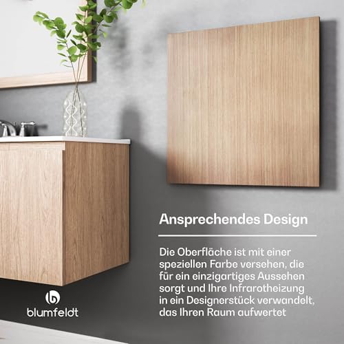 blumfeldt Infrarot Wandheizung 350W- IP44, WLAN- & App- Steuerung, Thermostat, Überhitzungsschutz, Infrarotheizung für Bad & Wohnzimmer, Energieeffizient, Wandmontage, Holz Design-4