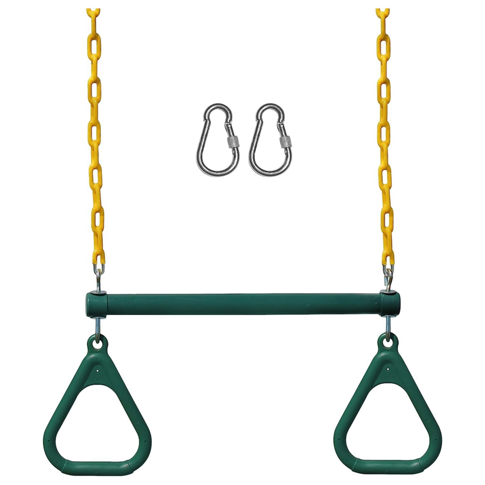 Agmoctz Swing Sets for Backyard-Set Includes 18Inch Trapeze Swing Bar & 48Inch Heavy Duty Chain with Locking Carabiners (Green)