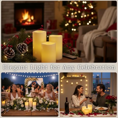 Image of Lavish Home Flameless LED Candles - 6-Piece Remote Controlled Flameless Candle Set for Home, Wedding, Bridal Shower, and Christmas Decor