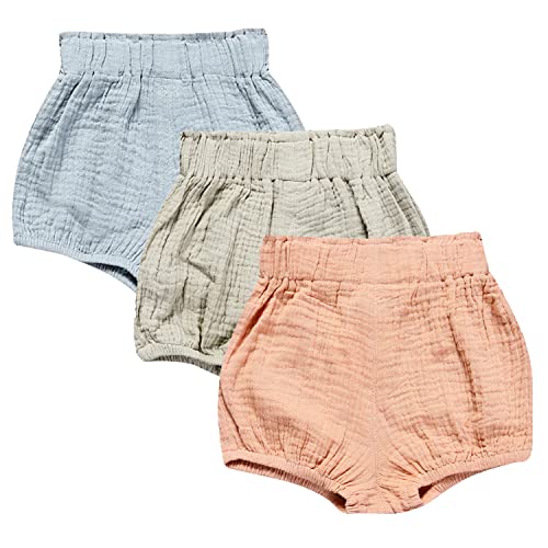 Image of 3PC Shorts Set Newborn Baby Girls Boys Pants Cotton Linen Blend Cute Floral Bloomers Triangle Shorts