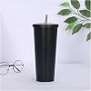 Coffee Cup 750ML 304Stainless Steel Straw Cup Large Capacity Vacuum Solid Color Coffee Mug Tumbler Cup Coffee Cups(Noir)
