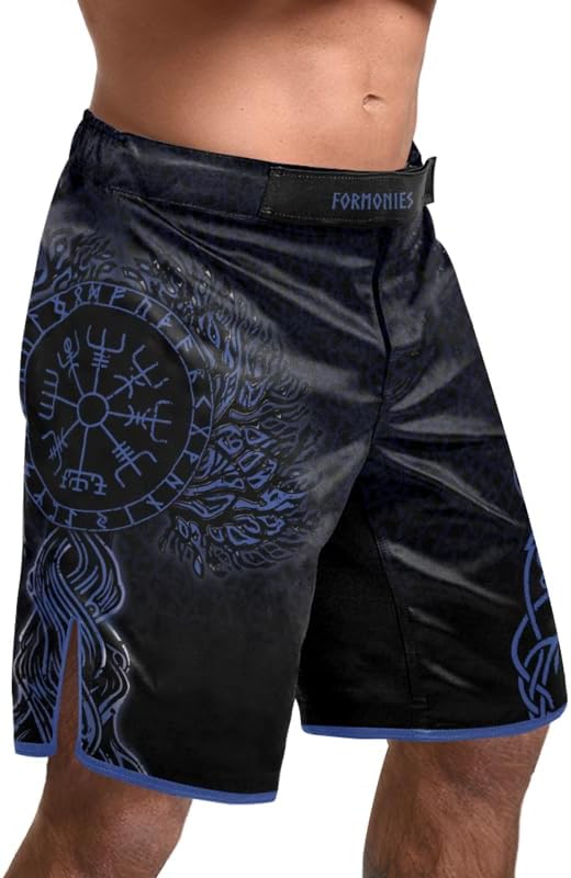 Viking Men's Fight Short MMA BJJ Training No Gi Grappling Shorts Trunks Fight Wear with Drawstring