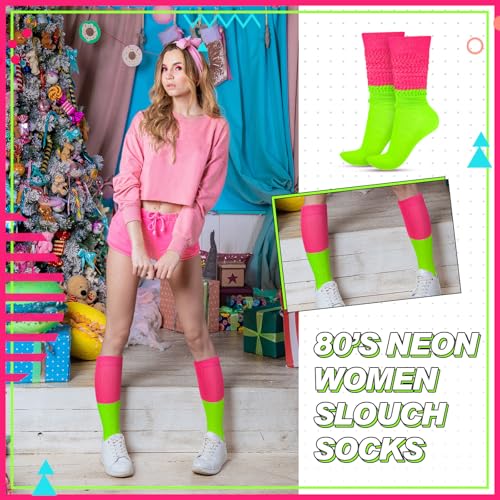 Geyoga Neon Slouch Socks,80S 90S Neon Women'S Leg Warmers Extra Long Slouch Socks Soft Scrunch Knee High Sock For Neon Party thumb #4