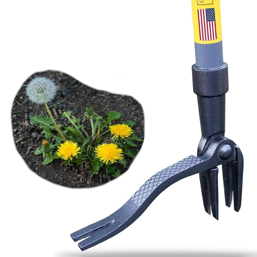 RocklinTM Stand Up Weed Puller Tool - 4 Claw Steel Head - 48 inch Handle - 100% Metal - Easily Remove Weeds Without Bending or Kneeling WeedPuller