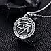 Eye of Horus Necklace 925 Sterling Silver Eye of Ra Round Medal Pendant Ancient Egyptian Wedjat Jewelry Egyptian Cross Amulet Gift for Men Women Father's Day
