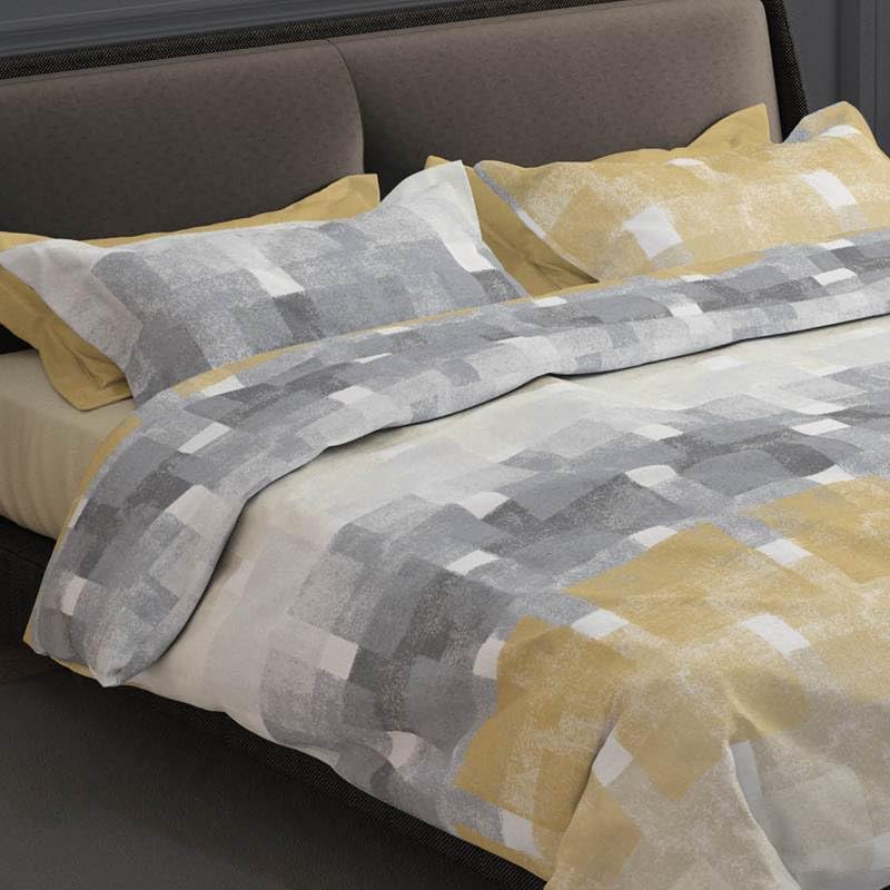 Housse de couette flanelle 260x200 beige gris Brixen - 4