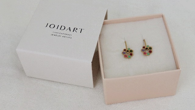 Joidart Orecchini Candy Colours A Gancio, Placcati Oro 24K Con Smalto Multicolore, Design Minimalista