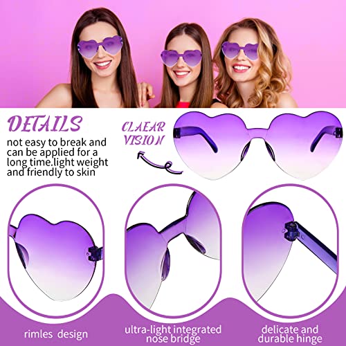 Yexiya 16 Pairs Heart Shape Rimless Valentines Sunglasses Transparent Love Fun Sunglasses Party Accessories for Women4