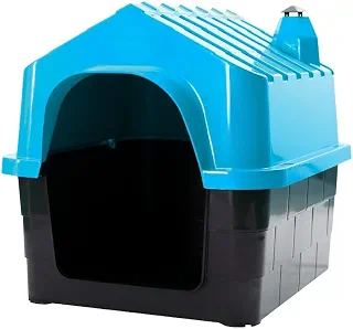 Casinha para Cães e Gatos N2, Plástica Desmontável com Ventilação e Proteção UV (Azul, Pequena)
