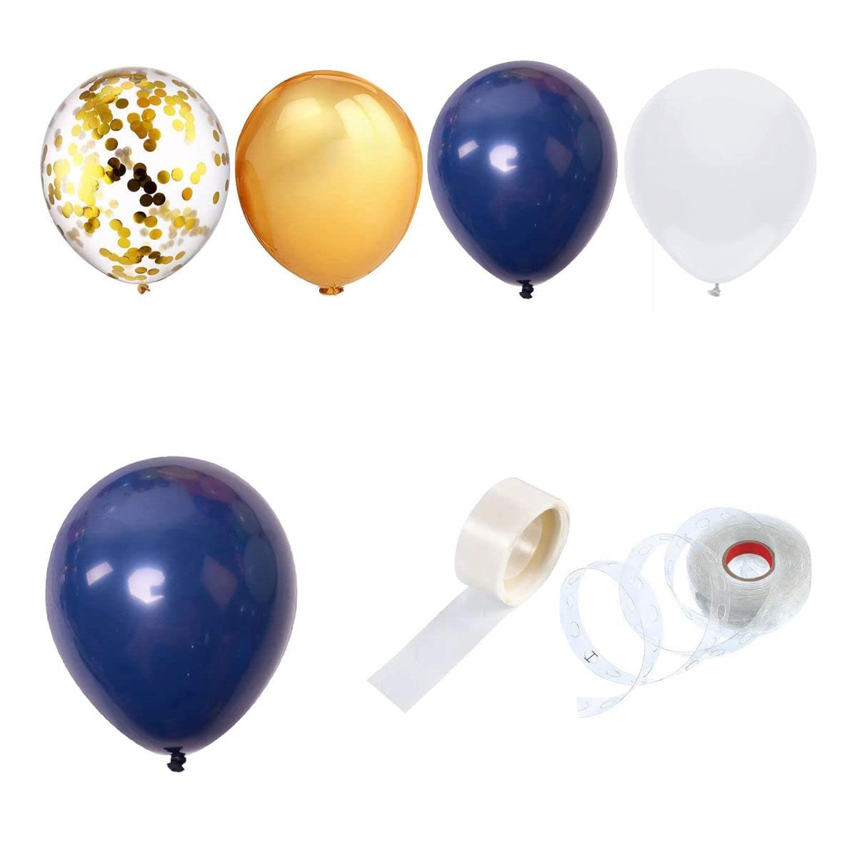 80 pcs Navy Party Balloons,12 inch Metallic Sea Blue/Pearl White/Gold Latex Balloon and Confetti Balloons for Boys Birthday Party Baby Shower Navy Party Decoration